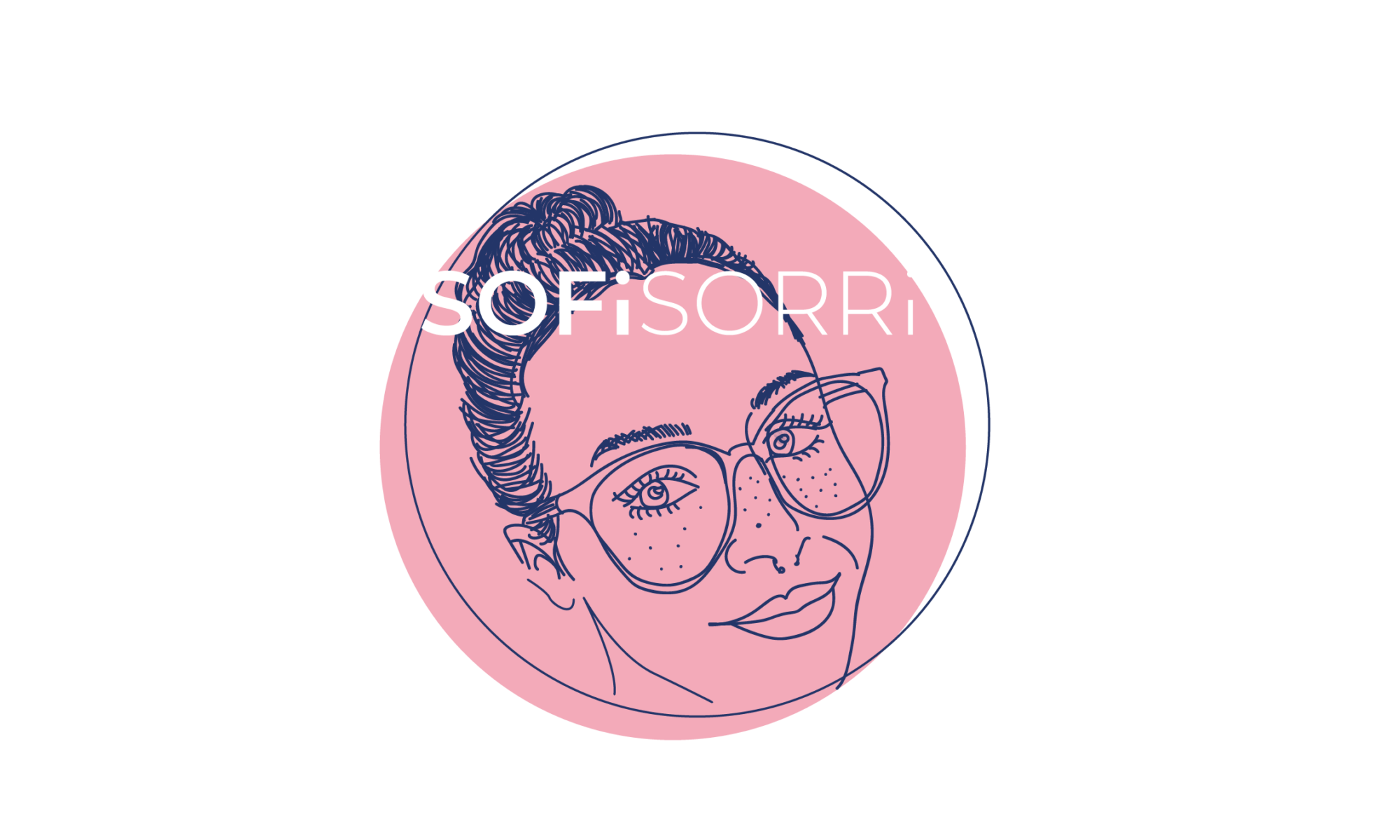 mia illustrazione stilizzata con linee blu e sfondo rosa